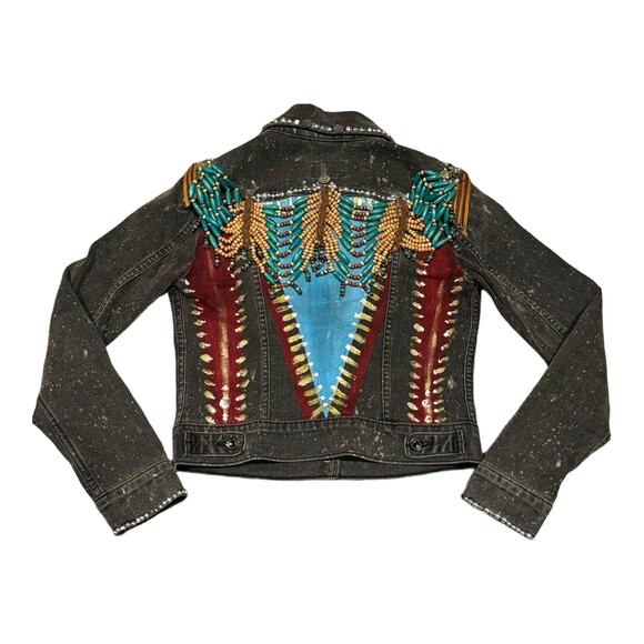 Levi's Black Tab Evelyn Taylor painted embellished 1/1 jacket size small - Picture 1 of 13
